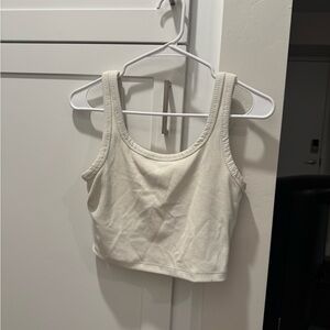 White Ribbed Tank Top built in bra